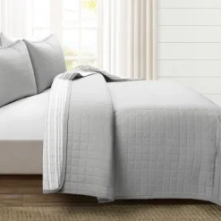 Kirkland's Home Box Stitch Cotton Full/Queen 3-Pc. Quilt Set- Quilts