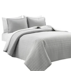 Kirkland's Home Box Stitch Cotton Full/Queen 3-Pc. Quilt Set- Quilts