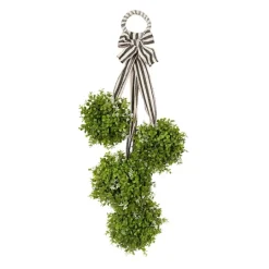 Kirkland's Home Boxwood Swag With Striped Ribbon- Wreaths