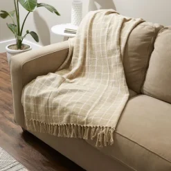 Kirkland's Home Brandy Plaid Fringed Throw- Blankets & Throws
