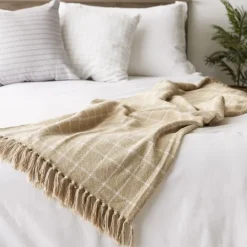 Kirkland's Home Brandy Plaid Fringed Throw- Blankets & Throws