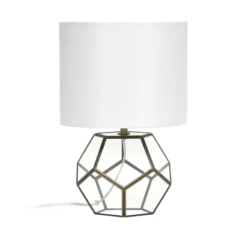 Kirkland's Home Brass And Glass Octagon Table Lamp- Table Lamps