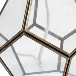 Kirkland's Home Brass And Glass Octagon Table Lamp- Table Lamps