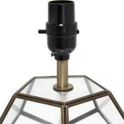 Kirkland's Home Brass And Glass Octagon Table Lamp- Table Lamps