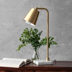 Kirkland's Home Brass Cone Table Lamp With Marble Base- Table Lamps