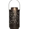 Kirkland's Home Brass Metal Flower Cutout Solar Lantern- Outdoor Lighting
