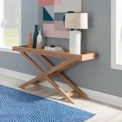 Kirkland's Home Brazilian Pine Tray Top Console Table- Console Tables