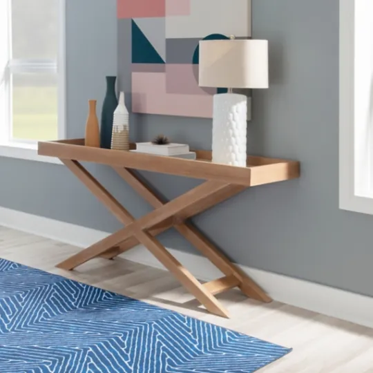 Kirkland's Home Brazilian Pine Tray Top Console Table- Console Tables