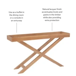 Kirkland's Home Brazilian Pine Tray Top Console Table- Console Tables