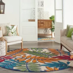 Kirkland's Home Bright Branches Round Outdoor Area Rug, 7X7- Outdoor Rugs