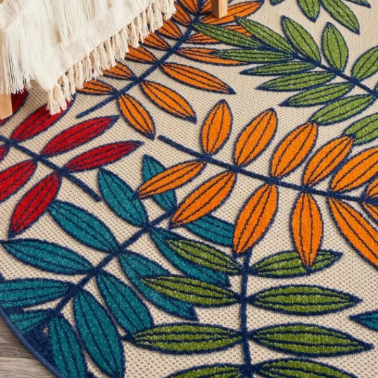 Kirkland's Home Bright Branches Round Outdoor Area Rug, 5X5- Outdoor Rugs
