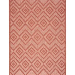 Kirkland's Home Bright Coral Diamond Outdoor Area Rug, 6X9- Outdoor Rugs