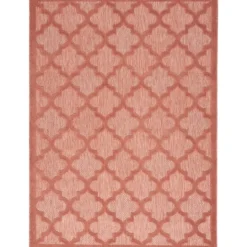 Kirkland's Home Bright Coral Trellis Outdoor Area Rug, 4X6- Outdoor Rugs