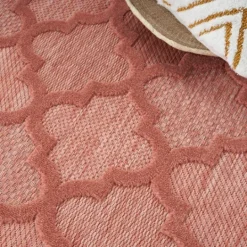 Kirkland's Home Bright Coral Trellis Outdoor Area Rug, 4X6- Outdoor Rugs