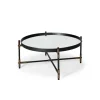 Kirkland's Home Bronze And Onyx Mirror Top Round Coffee Table- Coffee Tables