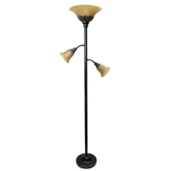 Kirkland's Home Bronze And 3-Scallop Glass Floor Lamp- Floor Lamps