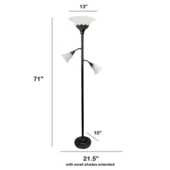 Kirkland's Home Bronze And White 3-Scallop Glass Floor Lamp- Floor Lamps
