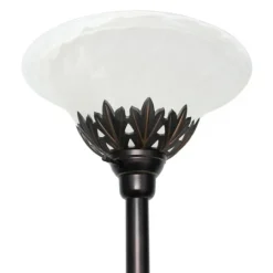 Kirkland's Home Bronze And White 3-Scallop Glass Floor Lamp- Floor Lamps