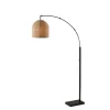 Kirkland's Home Bronze And Woven Rat Arc Floor Lamp- Floor Lamps