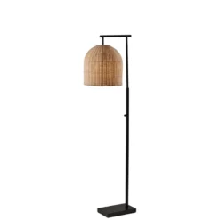 Kirkland's Home Bronze And Woven Rat Stem Floor Lamp- Floor Lamps
