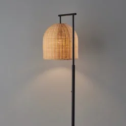 Kirkland's Home Bronze And Woven Rat Stem Floor Lamp- Floor Lamps