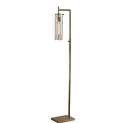 Kirkland's Home Bronze Glass Cylinder Shade Floor Lamp- Floor Lamps