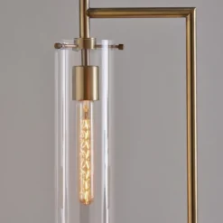 Kirkland's Home Bronze Glass Cylinder Shade Floor Lamp- Floor Lamps