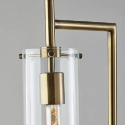 Kirkland's Home Bronze Glass Cylinder Shade Floor Lamp- Floor Lamps