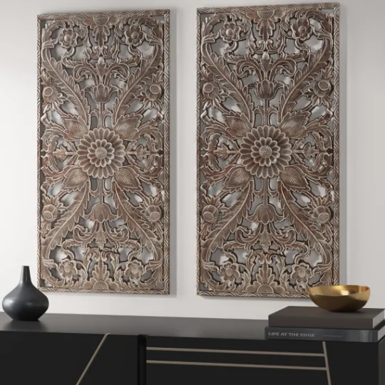 Kirkland's Home Bronze Madison Park Floral Wall Plaques, Set Of 2- Wall Plaques