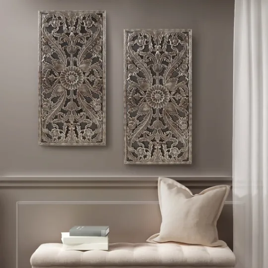 Kirkland's Home Bronze Madison Park Floral Wall Plaques, Set Of 2- Wall Plaques