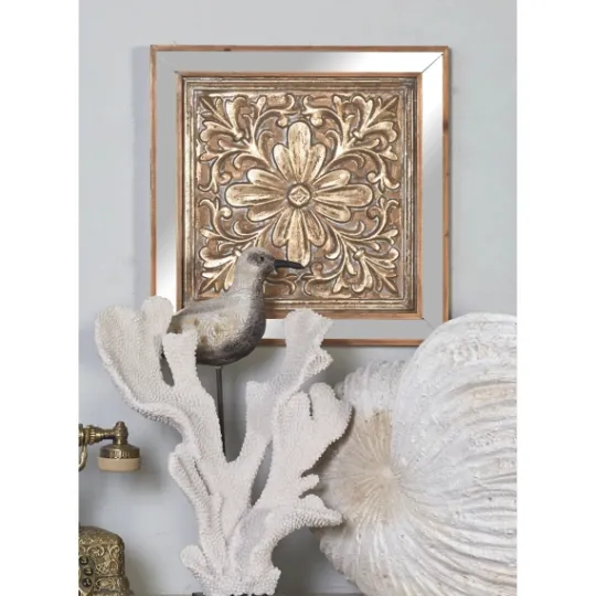 Kirkland's Home Bronze Metal Mirror Floral Wall Plaques, Set Of 3- Wall Plaques