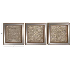Kirkland's Home Bronze Metal Mirror Floral Wall Plaques, Set Of 3- Wall Plaques