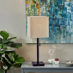 Kirkland's Home Bronze Monochrome Square Table Lamp- Table Lamps