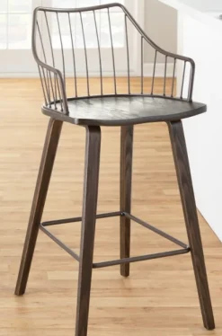 Kirkland's Home Bronze Poplar Wood Counter Stool- Bar Stools & Counter Height Stools