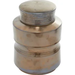 Kirkland's Home Bronze Ribbed Ceramic Jars, Set Of 2- Decorative Bowls & Jars