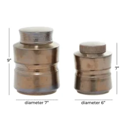 Kirkland's Home Bronze Ribbed Ceramic Jars, Set Of 2- Decorative Bowls & Jars