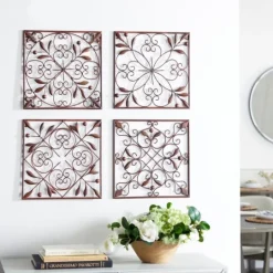 Kirkland's Home Bronze Scrollwork 4-Pc. Panel Wall Art- Wall Plaques