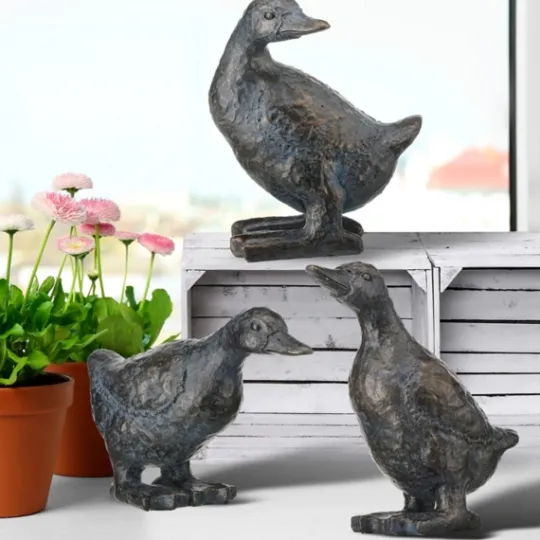 Kirkland's Home Bronze Textured Duckling Statues, Set Of 3- Statues & Figurines