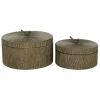 Kirkland's Home Bronze Tree Bark Round Metal Boxes, Set Of 2- Baskets & Boxes