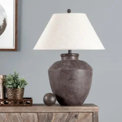 Kirkland's Home Bronze Urn Resin Table Lamp- Table Lamps