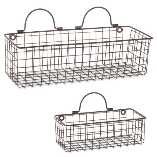 Kirkland's Home Bronze Wall Hanging Wire Baskets, Set Of 2- Wall Storage