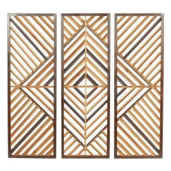 Kirkland's Home Bronze Wood Geometric Wall Plaques, Set Of 3- Wall Plaques