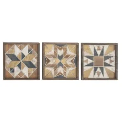 Kirkland's Home Brown Abstract Wood Framed Wall Plaques, Set Of 3- Wall Plaques