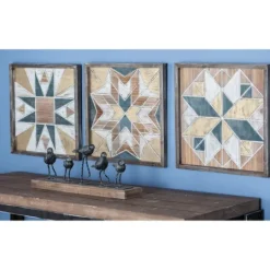 Kirkland's Home Brown Abstract Wood Framed Wall Plaques, Set Of 3- Wall Plaques
