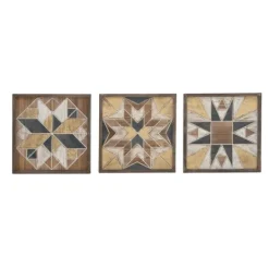 Kirkland's Home Brown Abstract Wood Framed Wall Plaques, Set Of 3- Wall Plaques