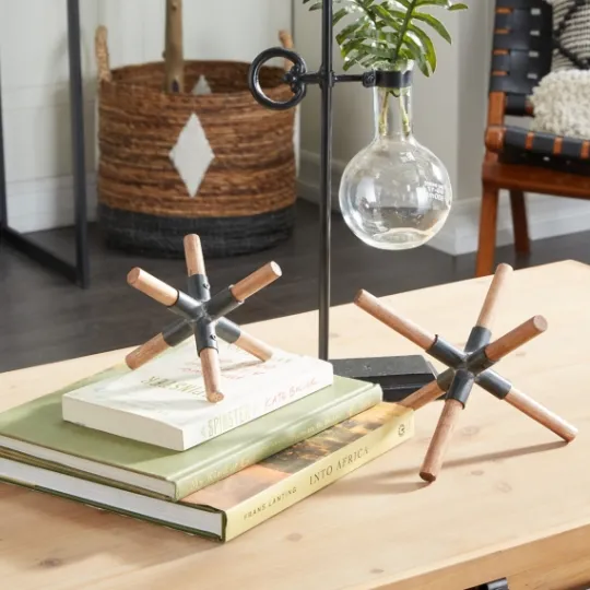 Kirkland's Home Brown And Black Wood Abstract Sculptures, Set Of 2- Statues & Figurines