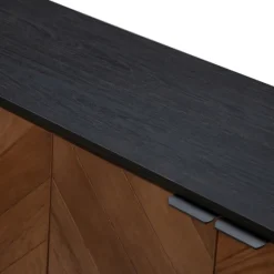 Kirkland's Home Brown And Black Wood Chevron 4-Door Sideboard- Cabinets & Sideboards