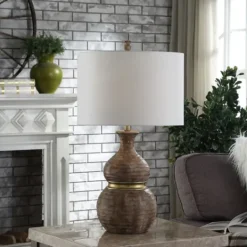 Kirkland's Home Brown And Gold Gourd Table Lamp- Table Lamps