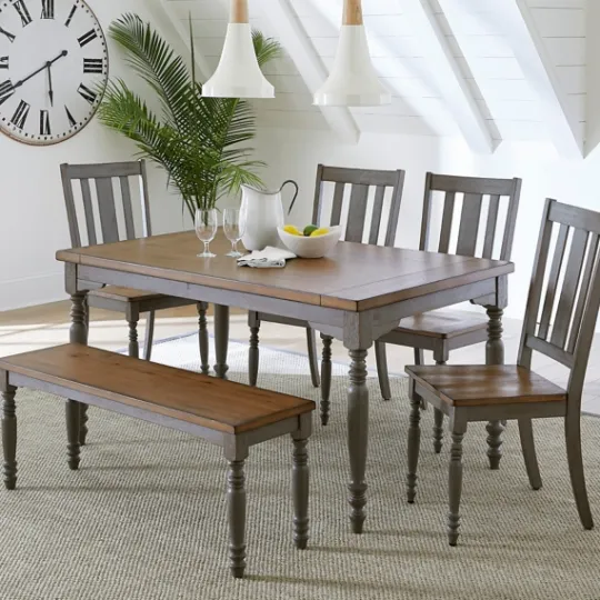 Kirkland's Home Brown And Gray Traditional Wood Dining Table- Dining Tables