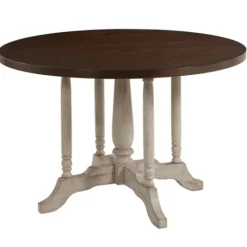 Kirkland's Home Brown And White Round Wooden Dining Table- Dining Tables
